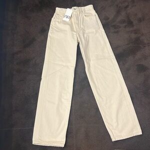 NWT Zara beige high waist jeans size 4